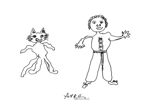 Avril - self portrait and cat