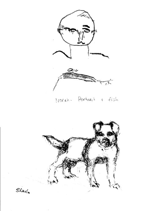Norah - Portrait and fish & Sheila - dog