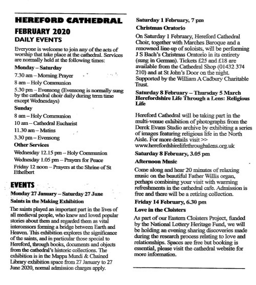 Hereford Cathedral events